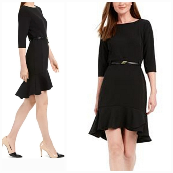 Calvin Klein Dresses & Skirts - Calvin Klein | Black Dress w/ Ruffled Hem